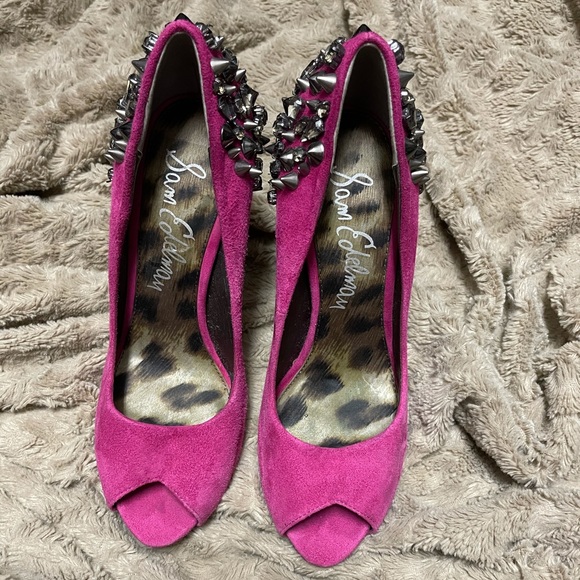 Sam Edelman Lorissa Hot Pink Studded Heels - Picture 6 of 9